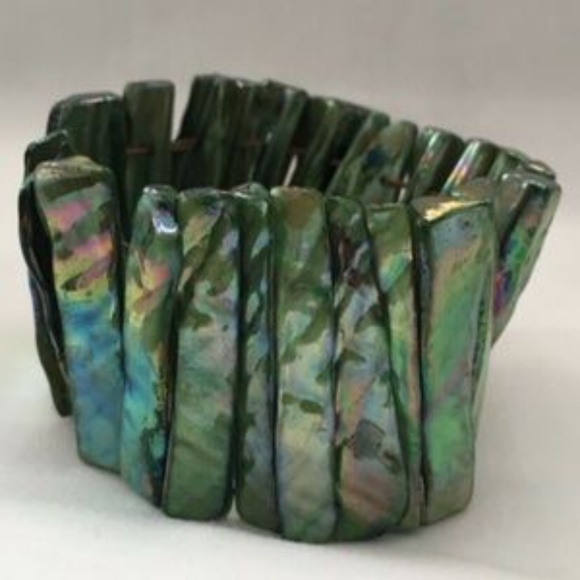 Mother of Pearl style Bracelet Shell Elasticated - Picture 2 of 6